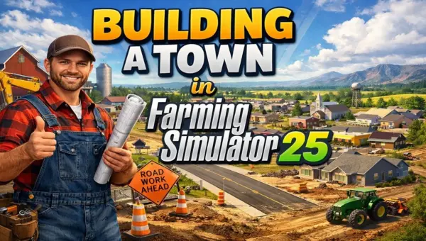Farming Sim Town Takes Shape: Roads, Gas Station Added