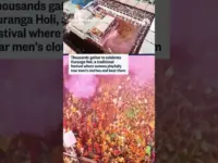 Women Strike Men with Sticks at India’s Unique Huranga Holi Festival