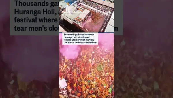 Women Strike Men with Sticks at India’s Unique Huranga Holi Festival