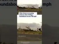 Car Flies Through Air After Speeding Through Roundabout