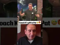 Coach K Gifts Floor Piece to Rival Coach