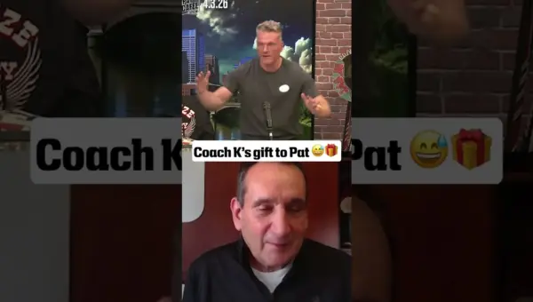 Coach K Gifts Floor Piece to Rival Coach