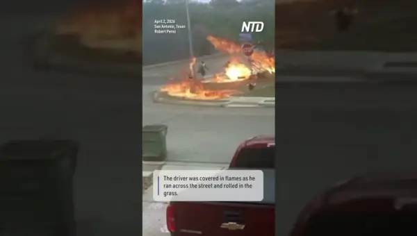 Motorcycle Erupts in Flames After San Antonio Crash