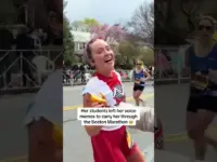 Young Fans Cheer Marathoner to Finish Line