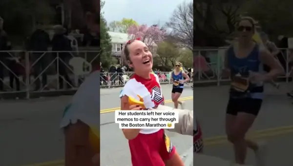 Young Fans Cheer Marathoner to Finish Line